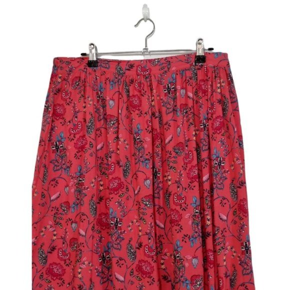 SUMMER BAY Coral Pink Floral Midi Frill Casual Light Skirt - Picture 2 of 6